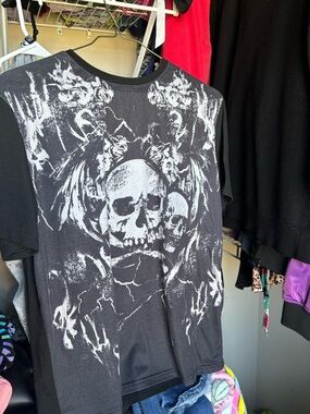 Black Skull Graphic Kids Tee - Youth Short Sleeve Shirt